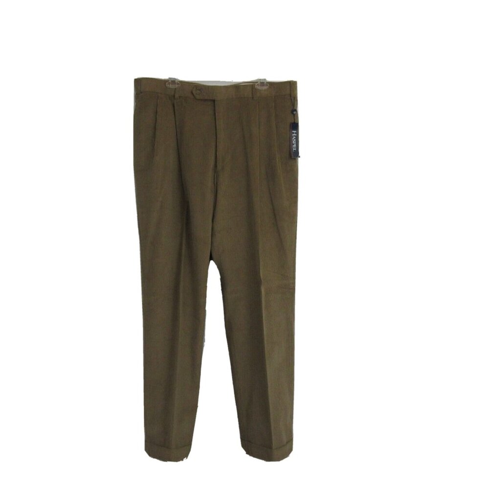 Men's Haspel Brown Astor Corduroy Slacks 38 x 32 Straight Leg Cuffs 100% Cotton